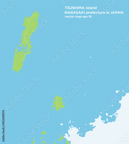 日本の長崎県の対馬の緑色のシンプルなロードマップ