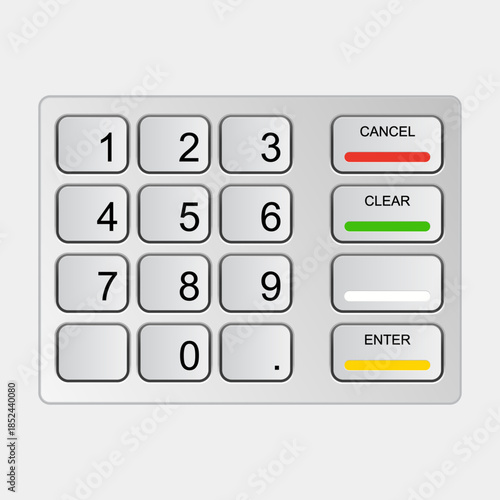 Automated Teller Machine keypad. ATM keyboard. Banking and Finance concept. Editable EPS 10 vector graphic illustration.
