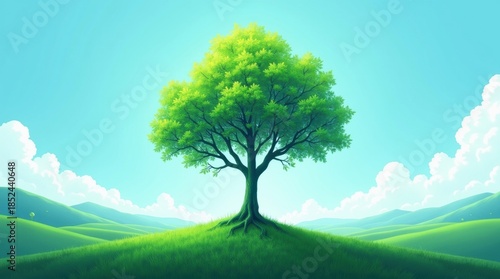 Wallpaper Mural Lone tree on a hill Torontodigital.ca