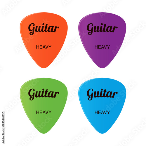A set of colorful guitar picks. Editable EPS 10 vector graphic isolated on white background