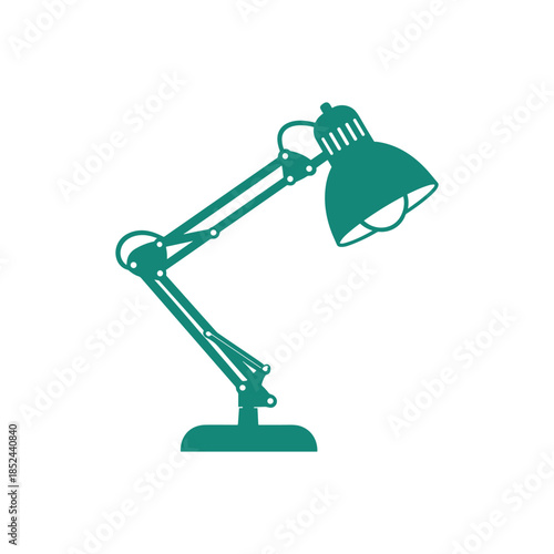 Green Desk Lamp Illustration - Adjustable Arm and Focused Light Source.
