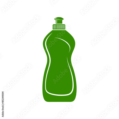 Green Dish Soap Bottle Isolated on White Background for Cleaning Purposes.