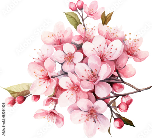 Watercolor Cherry Blossom Branch