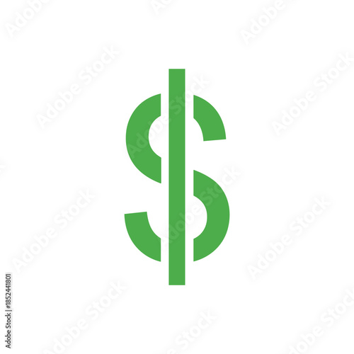 Green Dollar Sign Symbol Represents Financial Wealth and Prosperity.