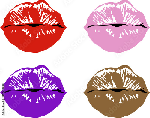 
simple image of a woman's lips in various colors on a white background