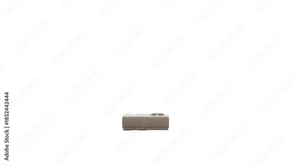 Fototapeta premium Wide angle perspective of a glamorous luxury walk in wardrobe with illuminated mirrors and seating isolated on white background ()