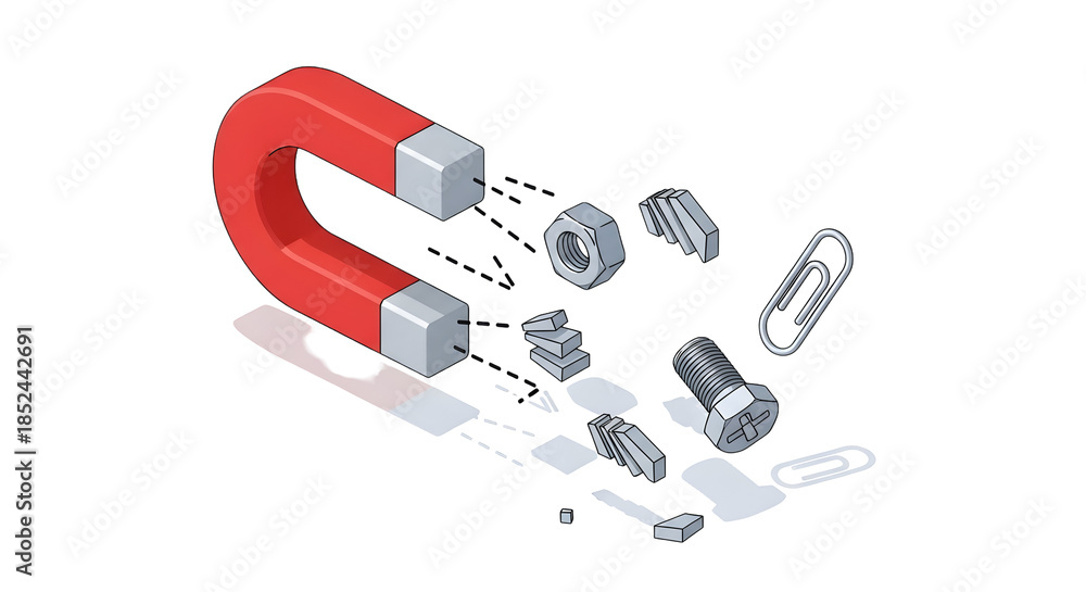 Obraz premium Magnet attracting various metal objects