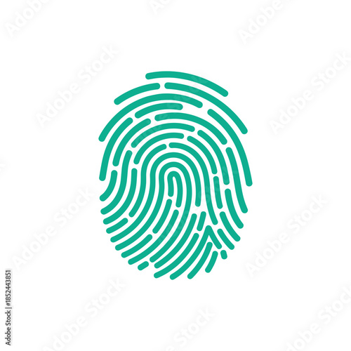 Green Fingerprint Icon Representing Security and Identity.