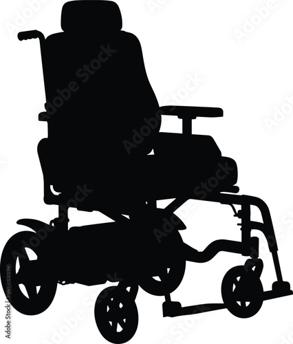 Silhouette of electric wheelchair mobility chair isolated on white background disability accessibility assistive technology medical equipment healthcare support independence rehabilitation 