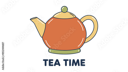 Cozy orange teapot ready for a warm and inviting tea time tradition
