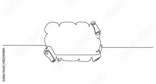 Papyrus old paper one line drawing continuous hand drawn vector illustration,A black and white line drawing of a torn paper border,Continuous Line Drawing of an Old Scroll Frame