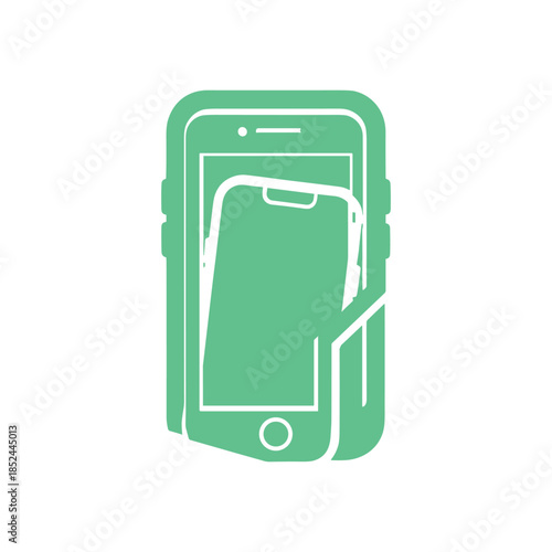 Green icon of a smartphone secured in a protective armband case.