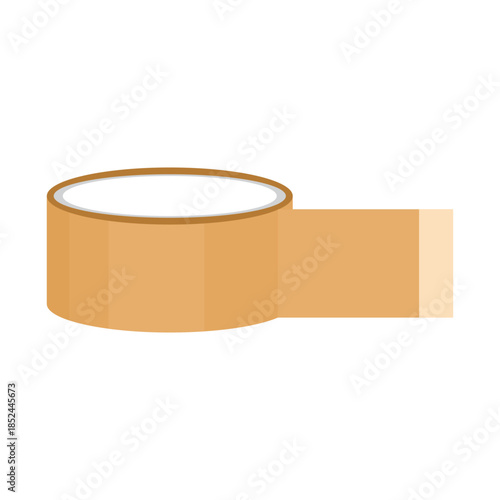 A roll of brown self adhesive packing tape isolated on white background. Editable EPS 10 vector graphic illustration