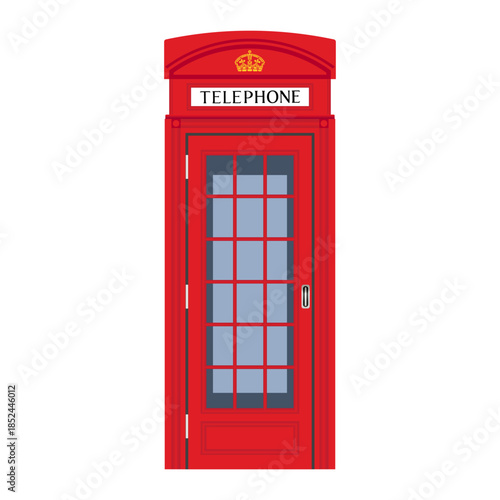 Iconic red British telephone booth. Vector illustration isolated on a white background. EPS 10 graphic.
