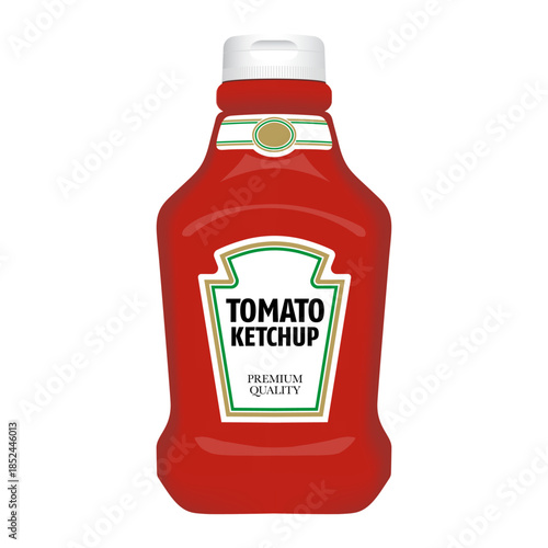 A bottle of tomato ketchup isolated on white background. Editable EPS 10 vector graphic.