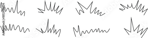 Grass line doodle. Outline grassland or meadow sketch, simple field design. Black grass hand drawn texture for garden pattern or lawn. Herb marker vector isolated elements. 