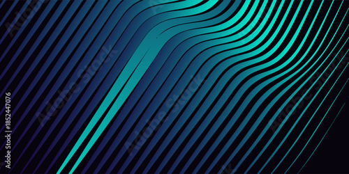 Top Futuristic neon texture with vibrant shades of blue green gradients and bright smooth fluted vertical lines. Bold dynamic trendy