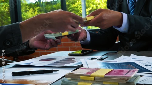 Exchange money, Business peoople exchange Europe money (Euro) for Dollars money. Business exchange and investment concept. 4K