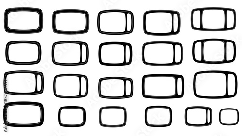 Collection of Rounded Rectangular Shapes with Internal Divisions.