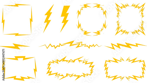 Collection of Yellow Lightning Bolt Frames and Borders.