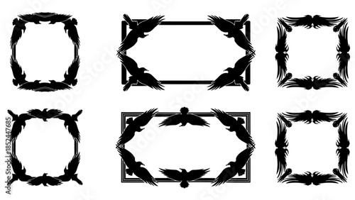 Collection of six decorative frames with bird motifs.