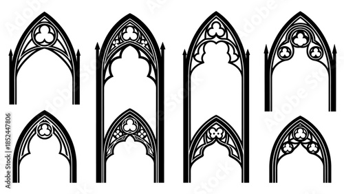 Gothic Arch Designs Collection Architectural Elements.