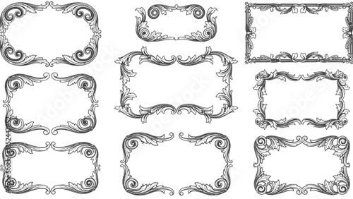 Collection of Ornate Vintage Decorative Frames and Borders.