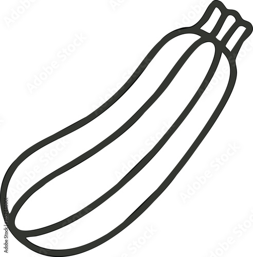 A minimalist black line icon of a zucchini or courgette
