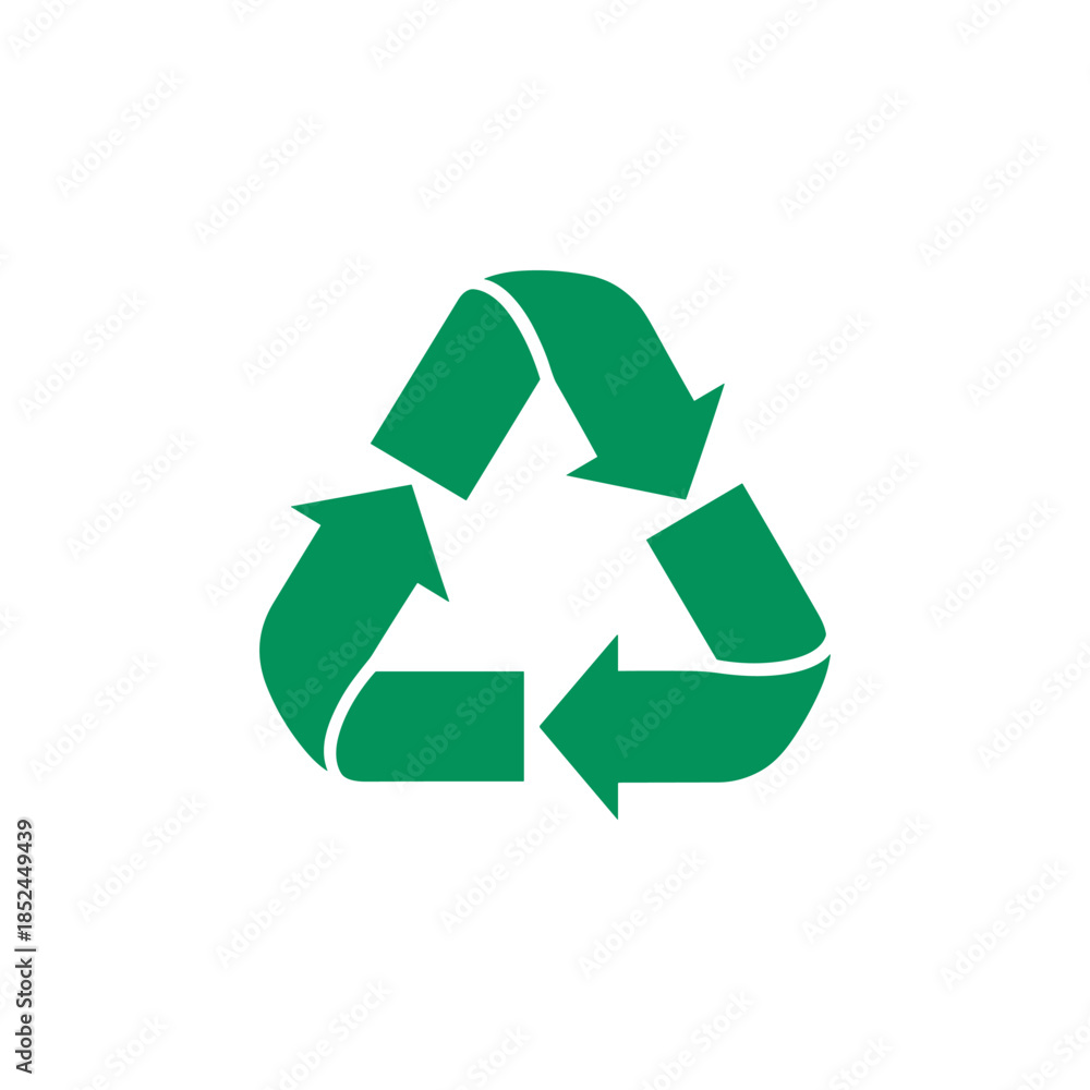 Obraz premium Green universal recycling symbol with three chasing arrows.