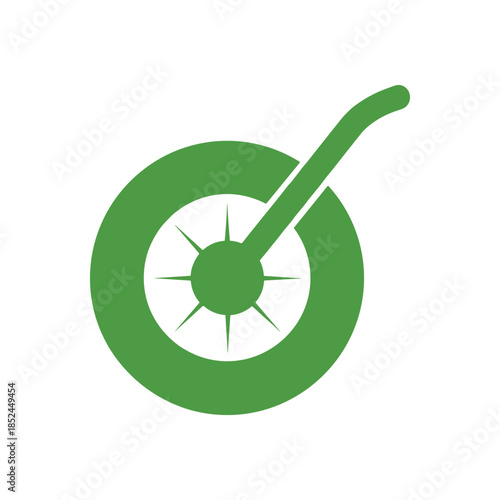 Green Wheelbarrow Wheel Logo Design Illustration.