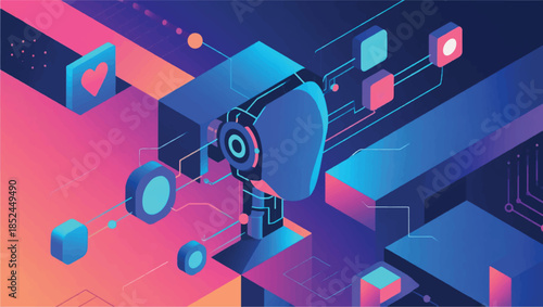 Illustrations About Improving Decision Making, And Shaping The Future Of Commerce The Dynamic Realm Of Technology-Based Business Vector Design Template