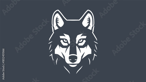 Stylized graphic illustration of a wolf's head, showcasing its strong and wild nature.