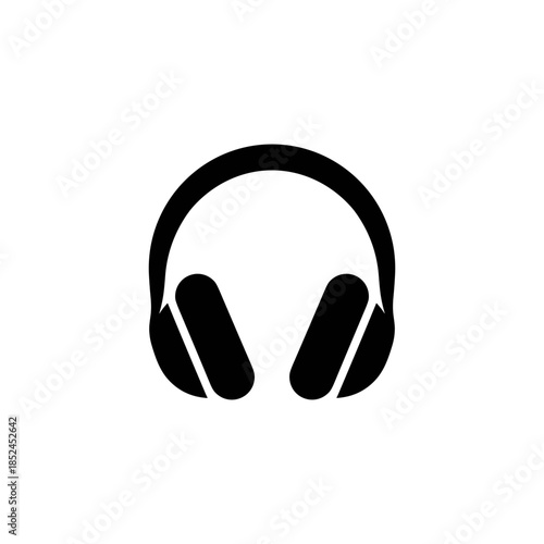 Headphones illustration in black and white, perfect for music and audio.