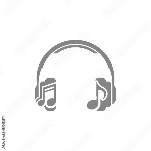 Headphones with Musical Notes Icon Representing Audio and Music.