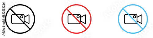No video recording sign icon vector. prohibition video capturing symbol. vector illustration.