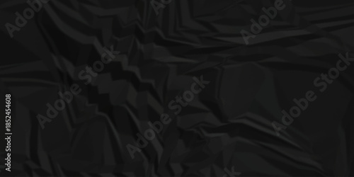 Black paper wrinkled texture for background space. Rough black paper. Paper texture, recycled creased paper background.	