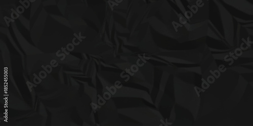 Black paper wrinkled texture for background space. Rough black paper. Paper texture, recycled creased paper background.	