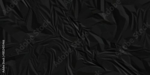 Black paper wrinkled texture for background space. Rough black paper. Paper texture, recycled creased paper background.	