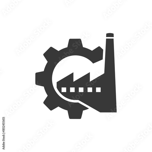 Industrial factory gear symbol representing manufacturing and production processes.