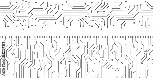 circuit board wiring illustration showing electronic connections and flow, vector illustration
