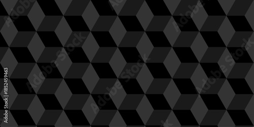 Abstract black cube grid polygon decoration block hexagon geometric texture background. block construction surface cubic wall square creative business texture backgroud.	