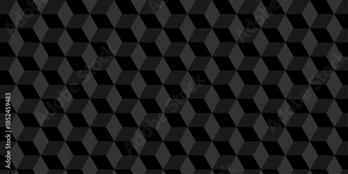 Abstract black cube grid polygon decoration block hexagon geometric texture background. block construction surface cubic wall square creative business texture backgroud.	