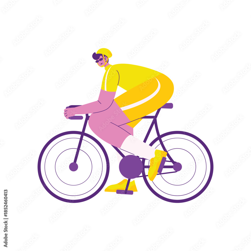 Fototapeta premium Cyclist in Yellow Jersey Riding Sleek Road Bike.