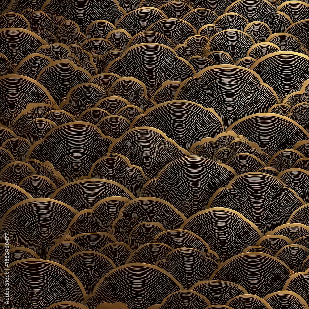 Obraz premium Elegant Gold Waves Pattern on Dark Background for Artistic Design
