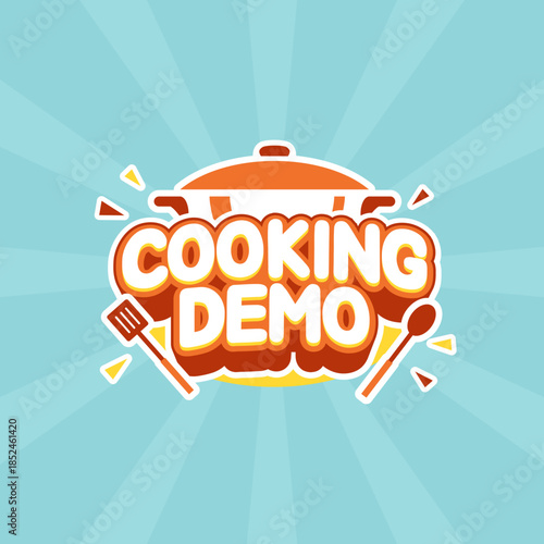 Cooking demo sale logo promo online shopping sticker discount offers template