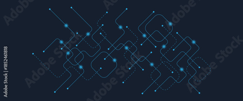 Abstract digital AI circuit board background with tech icons. Digital technology motherboard texture design. Engineering circuit board concept for poster, header, banner, website, presentation