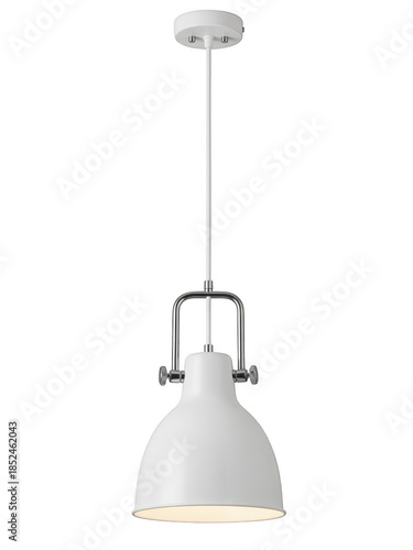 White pendant light fixture with metal shade holder