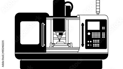 CNC milling machine in action with control panel
