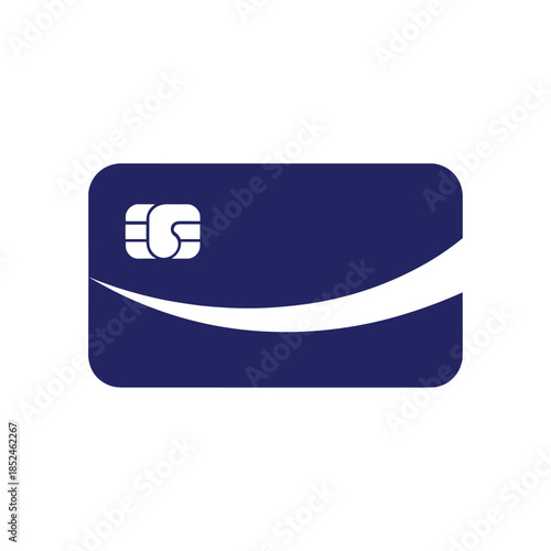 Modern credit card design with a secure chip and curved white stripe.