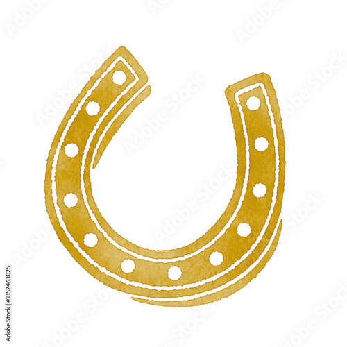 金色の馬蹄（ホースシュー）イラスト｜幸運と金運を呼ぶ縁起物